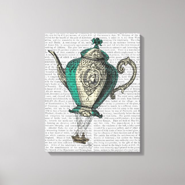 Flying Teapot 1 Grün und Gelb Leinwanddruck (Vorderseite)