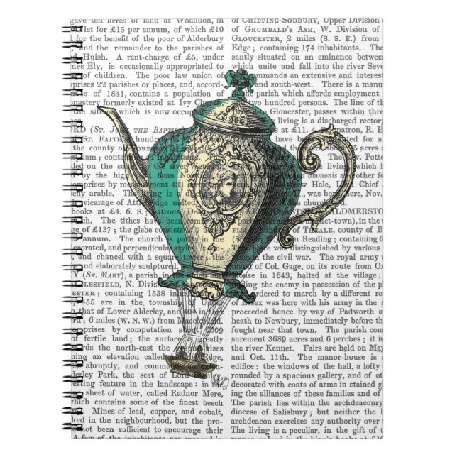 Flying Teapot 1 Grün und Gelb Notizblock (Vorderseite)