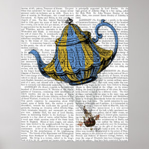 Flying Teapot 3 Blau und Gelb Poster