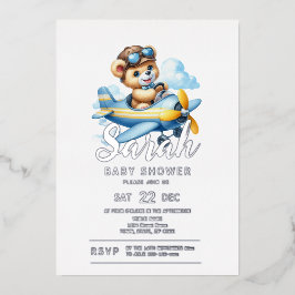 Flying Teddy Bear Baby Shower Folieneinladung