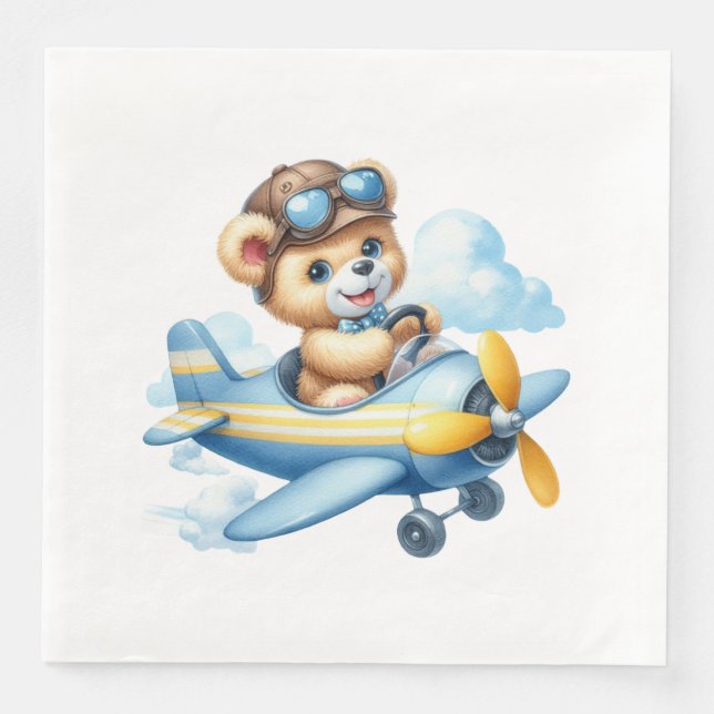 Flying Teddy Bear Baby Shower Serviette (Vorderseite)
