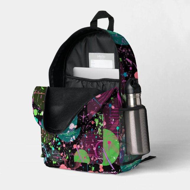 Flying Through Space: A Maximalist Abstract  Bedruckter Rucksack (Rückseitige Ecke links (Offen) )