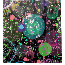 Flying Through Space: A Maximalist Abstract  Duschvorhang