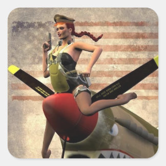 Flying Tiger Quadratischer Aufkleber