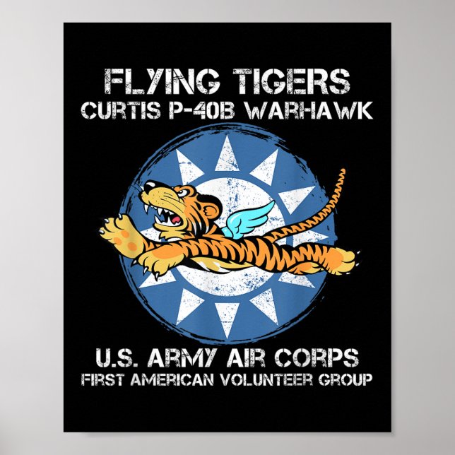 Flying Tigers Curtis P-40b Warhawk Weltkrieg 2 Luf Poster (Vorne)
