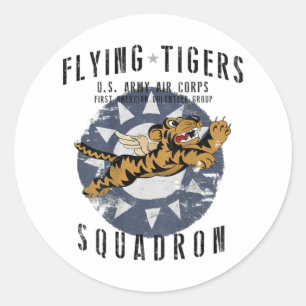 Flying Tigers Squadron WWII Vintage InsigniaBACK P Runder Aufkleber