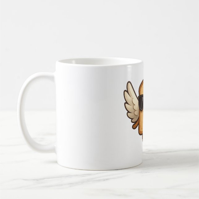 Flying Toast with Wings Cute Cartoon Illustration Kaffeetasse (Links)