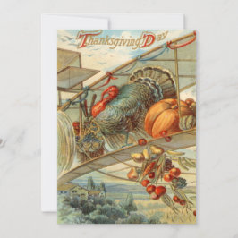 Flying Turkey Airplane Pumpkin Apple Pear Corn Feiertagskarte