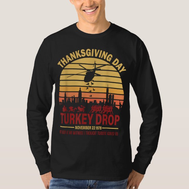 Flying Turkeys Erntedank Türkei fallen, wie Gott i T-Shirt (Vorderseite)