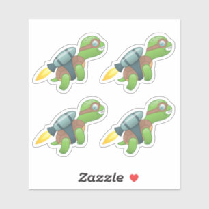 Flying Turtle mit einem Jetpack-Set von 4 Aufkleber