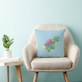 Flying Turtle mit einem Red Jetpack Blue Throw Kis Kissen