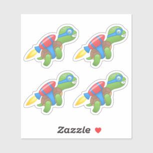 Flying Turtle mit einem Red Jetpack Set von 4 Aufk Aufkleber
