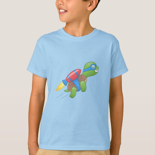 Flying Turtle mit einem Red Jetpack T-Shirt (Vorderseite)