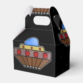 Flying ufo in schwarz geschenkschachtel