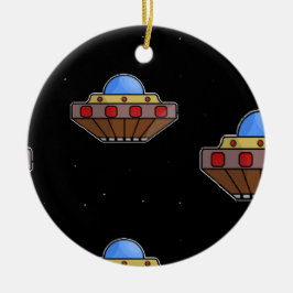 Flying ufo in schwarz keramik ornament