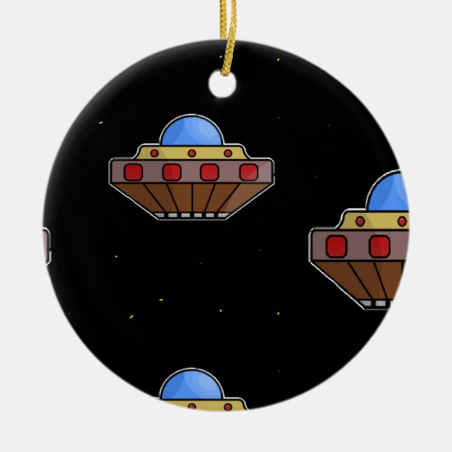 Flying ufo in schwarz keramik ornament (Vorne)