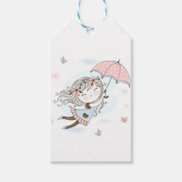 Flying Umbrella Girl-Geschenketiketten Geschenkanhänger