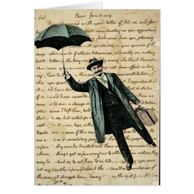 Flying Umbrella Man /Handwriting Blank Inside Card (Vorne)