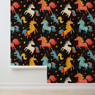 Flying Unicorn Pony Chalk Zeichnend Muster Tapete