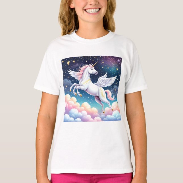Flying Unicorn Print T - Shirt (Vorderseite)