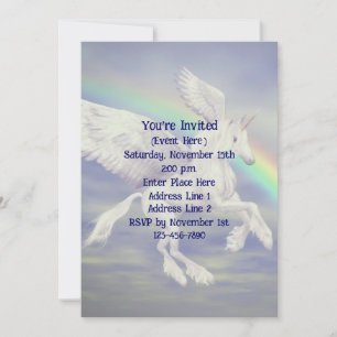 Flying Unicorn Rainbow-Party Einladung