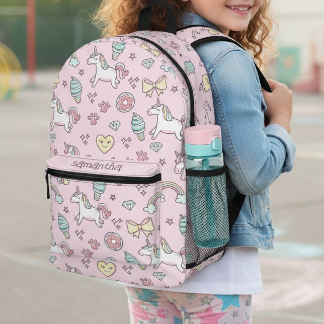Flying Unicorns Rainbows Kawaii Pink ID381 Bedruckter Rucksack (Von Creator hochgeladen)
