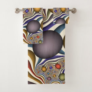Flying Up, farbenfrohe, moderne, Abstrakte Fraktal Badhandtuch Set