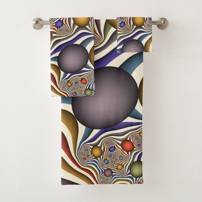 Flying Up, farbenfrohe, moderne, Abstrakte Fraktal Badhandtuch Set (Insitu)