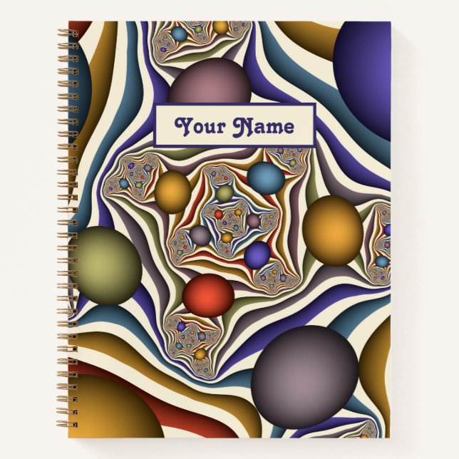 Flying Up, farbenfrohe, moderne Abstrakte Fraktale Notizbuch (Vorderseite)