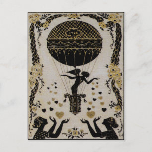 Flying Valentines ~ Postcard Art Nouveau Französis Feiertagspostkarte
