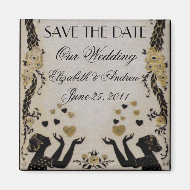 Flying Valentines ~ Wedding Bridge Date Nouveau Magnet (Vorne)