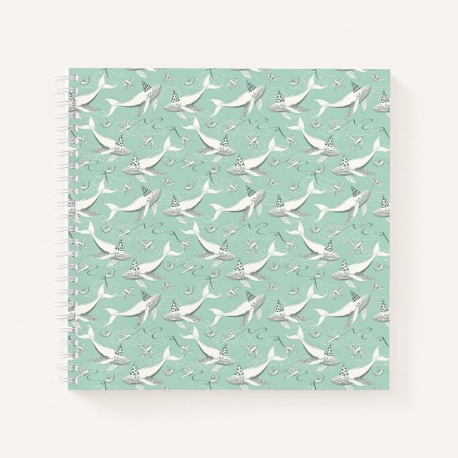Flying Whale Birthday Party Notizbuch (Vorderseite)