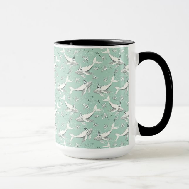 Flying Whale Birthday Party Tasse (Rechts)