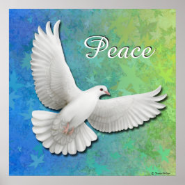 Flying White Peace Dove Print Poster