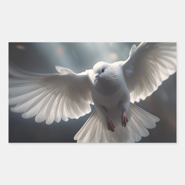Flying White Peace Dove Rechteckiger Aufkleber (Vorderseite)
