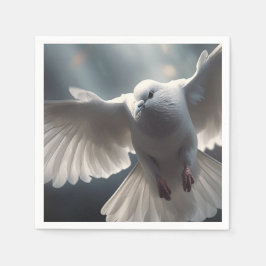 Flying White Peace Dove Serviette