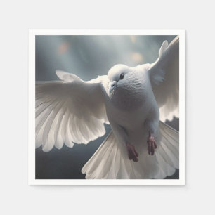 Flying White Peace Dove Serviette