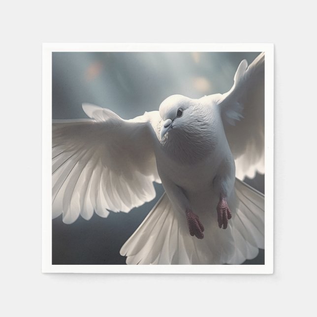Flying White Peace Dove Serviette (Vorderseite)