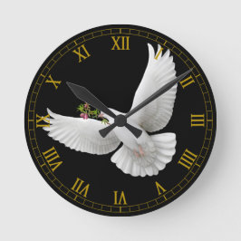 Flying White Peace Dove Wall Clock Runde Wanduhr