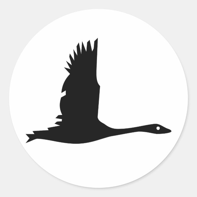 Flying Wild Goose Silhouette - Round Sticker (Vorderseite)
