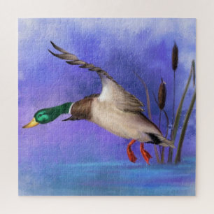 Flying Wild Mallard Duck Jigsaw Puzzle