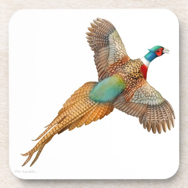 Flying Wild Ringneck Pheasant Cork Untersetzer (Vorderseite)