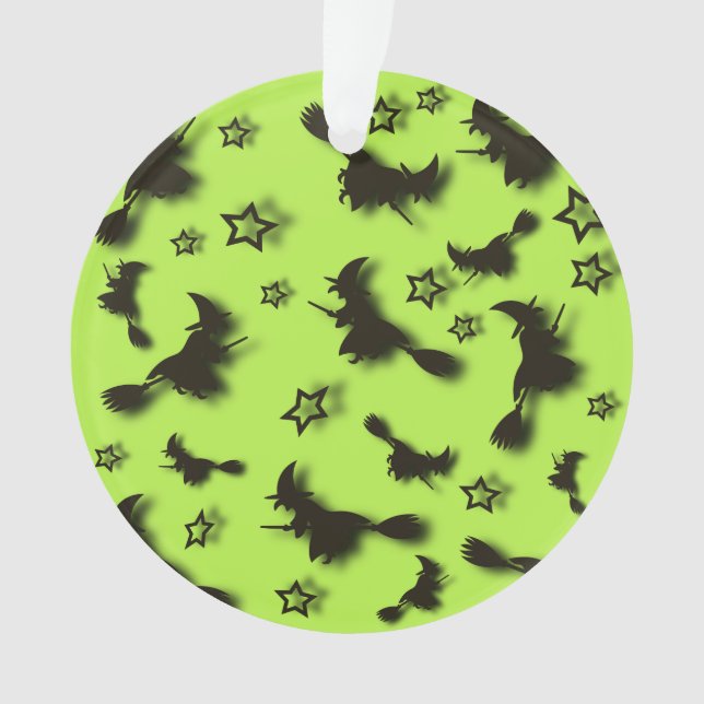 Flying witch among stars at Halloween night 3D  Ornament (Vorderseite)