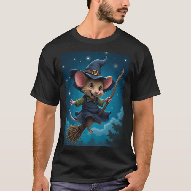 Flying – Witch Mouse Halloween TinyFur Shirt (Vorderseite)
