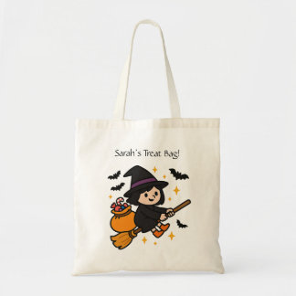 Flying Witch on Broom Trick o’ Treat bag Tragetasche