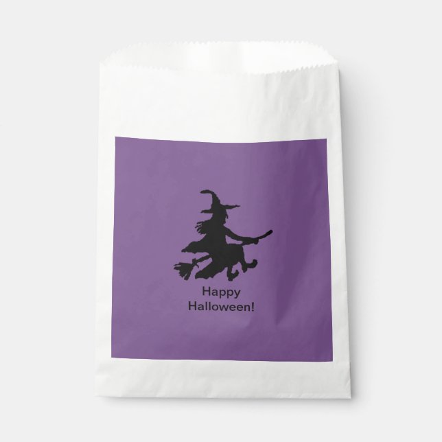 Flying Witch - Purple -Happy Halloween - Favor Bag Geschenktütchen (Vorderseite)