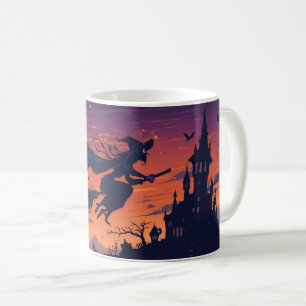 Flying Witch Tasse   Klassischer Halloween-Kaffeeb