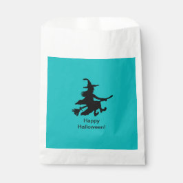 Flying Witch - Teal - Happy Halloween - Favor Bag Geschenktütchen