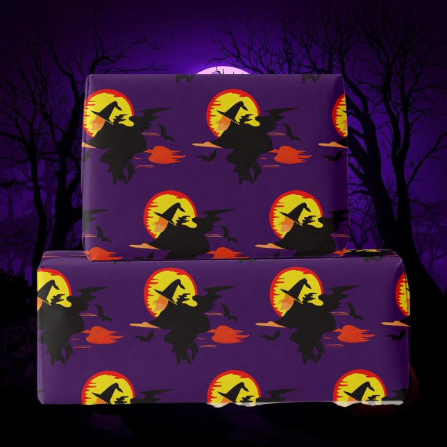 Flying Witch  with full moon   Geschenkpapier (Von Creator hochgeladen)