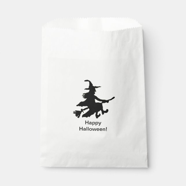 Flying Witch - Yellow -Happy Halloween - Favor Bag Geschenktütchen (Vorderseite)